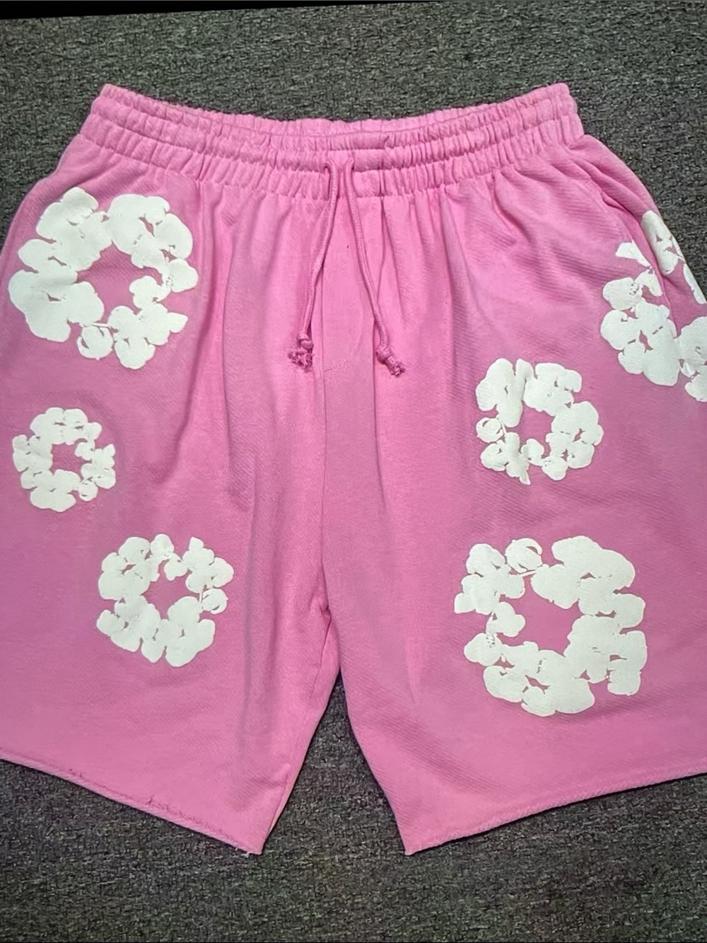 Pink Short Sleeve Women's Tee with White Floral Prints